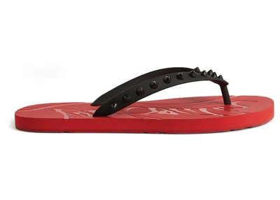 Pre-owned Christian Louboutin Men's  Loubi Flip Slide Sneakers In Red/black