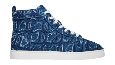 Pre-owned Christian Louboutin Men's  Louis Flat High Top Sneakers In Blue