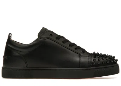 Pre-owned Christian Louboutin Men's  Louis Junior Spikes Flat Sneakers In Black/silver