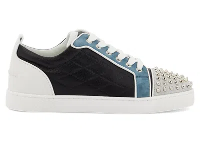 Pre-owned Christian Louboutin Men's  Louis Junior Spikes Orlato Flat Sneakers In Black In Multi