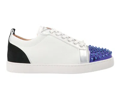 Pre-owned Christian Louboutin Men's  Louis Junior Spikes Orlato Flat Sneakers In White/purple/black In Multi