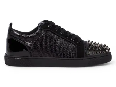 Pre-owned Christian Louboutin Men's  Louis Junior Spikes Orlato Sneakers Ingun In Black/black Gun
