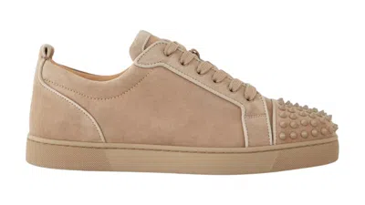 Pre-owned Christian Louboutin Men's  Louis Junior Spikes Orlato Sneakers Inmat In Saharienne/saharienne Mat