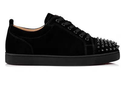 Pre-owned Christian Louboutin Men's  Louis Junior Spikes Veau Velours Sneaker Sneakers In Black