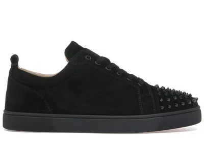 Pre-owned Christian Louboutin Men's  Louis Junior Spikes Veau Velours Sneaker Sneakers In Black