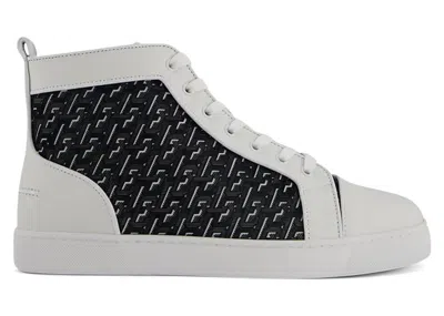 Pre-owned Christian Louboutin Men's  Louis Orlato Flat Cl Monogram Sneakers In White/black