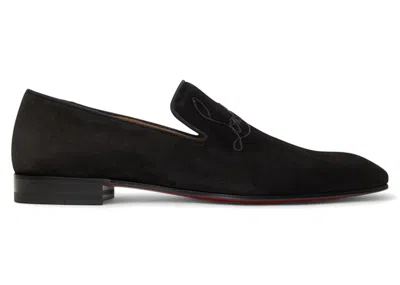 Pre-owned Christian Louboutin Men's  Navy Dandelion Flat Veau Velours Sneakers In Black