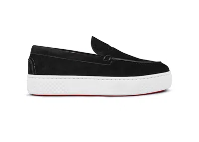 Pre-owned Christian Louboutin Men's  Paqueboat Flat Sneakers In Black