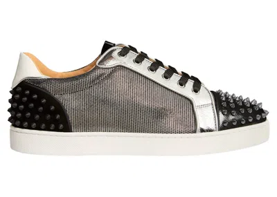 Pre-owned Christian Louboutin Men's  Seavaste 2 Orlato Flat Sneakers In Silver/black