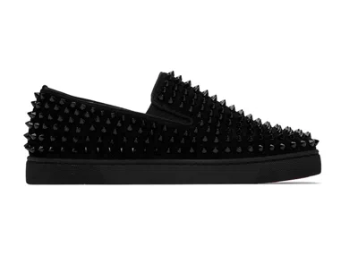 Pre-owned Christian Louboutin Men's  Spike Roller Boat Sneaker Sneakers In Black