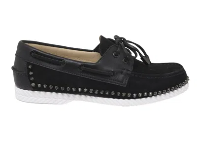 Pre-owned Christian Louboutin Men's  Steckel Flat Crosta Wax Sneakers Ingun In Black/black Gun