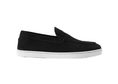 Pre-owned Christian Louboutin Men's  Varsiboat Flat Sneakers In Black