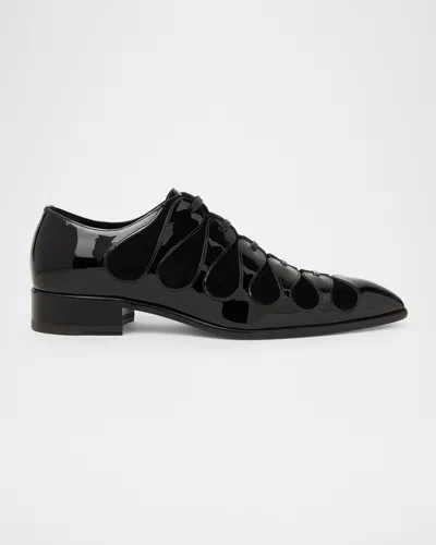 Christian Louboutin Men's Circus Patent Leather Red-sole Oxfords In Black