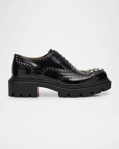 Christian Louboutin Men's College Strass Embellished Leather Oxfords