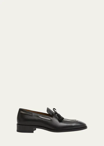 Christian Louboutin Men's Cortochain Leather Tassel Loafers In Black