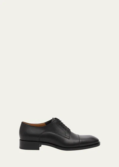 Christian Louboutin Men's Cortomale Calf Leather Oxfords In Black