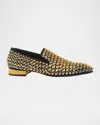 Christian Louboutin Men's Croconaki Loafers In Black/gold
