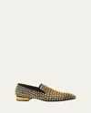 Christian Louboutin Men's Croconaki Loafers In Black/gold