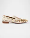 Christian Louboutin Dandelion Esquisse Florale Loafers In Beige/gold