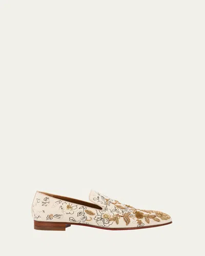 CHRISTIAN LOUBOUTIN MEN'S DANDELION ESQUISSE FLORALE LOAFERS