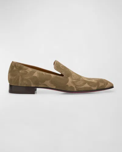 Christian Louboutin Men's Dandelion Petunia Suede Loafers In Brown