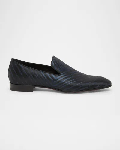 CHRISTIAN LOUBOUTIN MEN'S DANDELION RED-SOLE JACQUARD LOAFERS