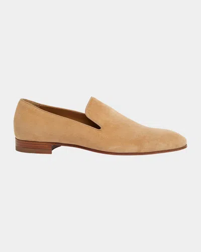 CHRISTIAN LOUBOUTIN MEN'S DANDELION VELOUR SLIP-ON LOAFERS