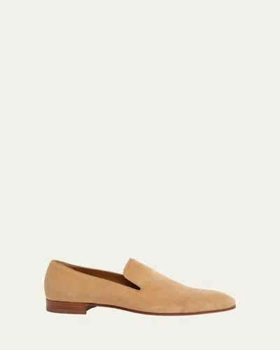 CHRISTIAN LOUBOUTIN MEN'S DANDELION VELOUR SLIP-ON LOAFERS