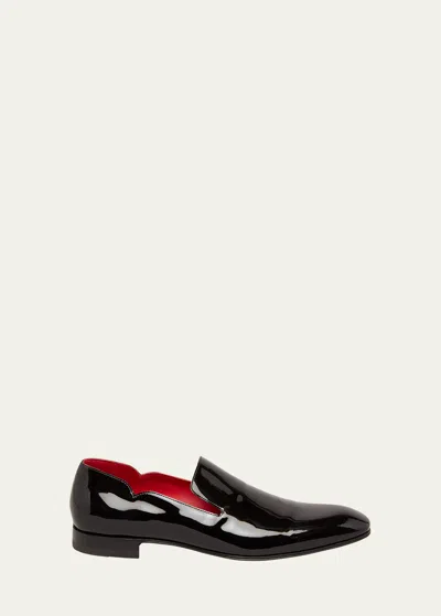 Christian Louboutin Men's Dandy Chick Flat Patent Leather Loafers In Black/lin Loubi