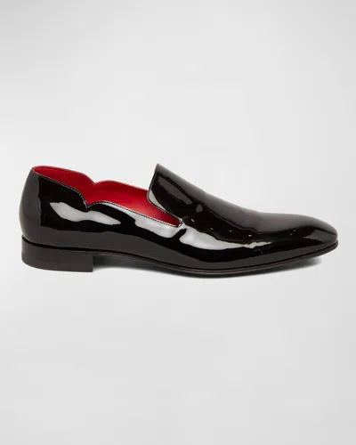 Christian Louboutin Men's Dandy Chick Flat Patent Leather Loafers In Black/lin Loubi