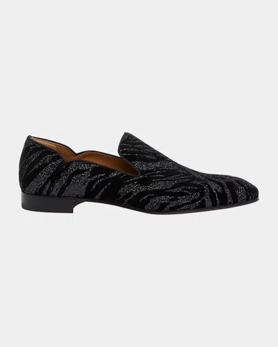 Christian Louboutin Men's Dandy Chick Orlato Velour Loafers In Black