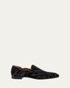Christian Louboutin Sparkling Loafers With Leather Sole And Round Toe In Black