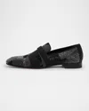 Christian Louboutin Men's Dandydecotracks Sequin Red-sole Loafers In Black