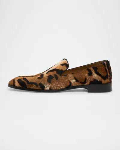 Christian Louboutin Danny Flex Genuine Calf Hair Venetian Loafer In Animal Print