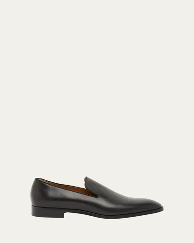 Christian Louboutin Men's Danny Red-sole Leather Loafers In Black