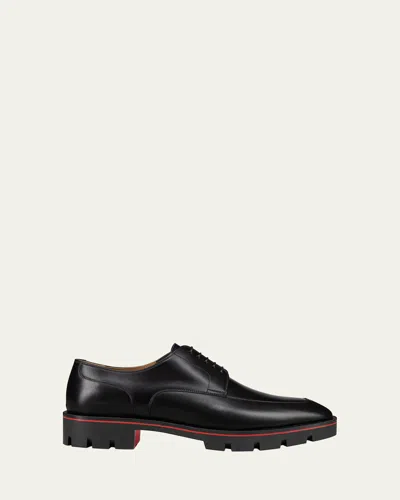 Christian Louboutin Men's Davisol Leather Derby Shoes In Black