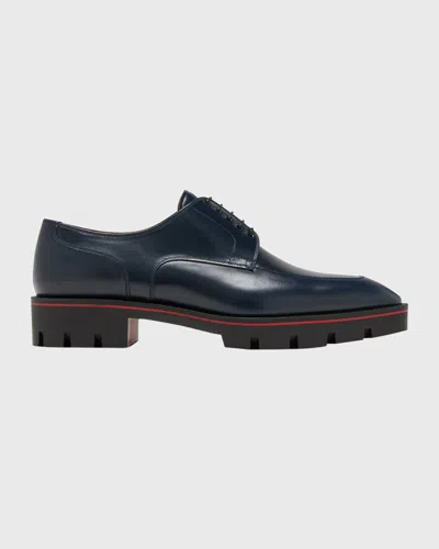 Christian Louboutin Men's Davisol Leather Derby Shoes In Marine