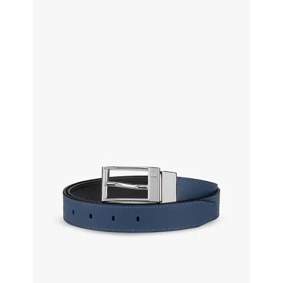 Christian Louboutin Bizz Logo-engraved Leather Belt In Denim/black