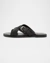 Christian Louboutin Men's Emircross Crisscross Leather Slide Sandals