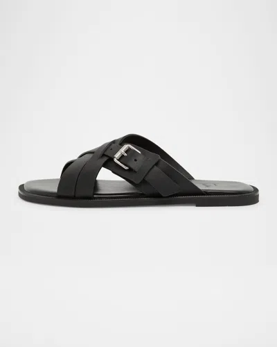 Christian Louboutin Men's Emircross Crisscross Leather Slide Sandals