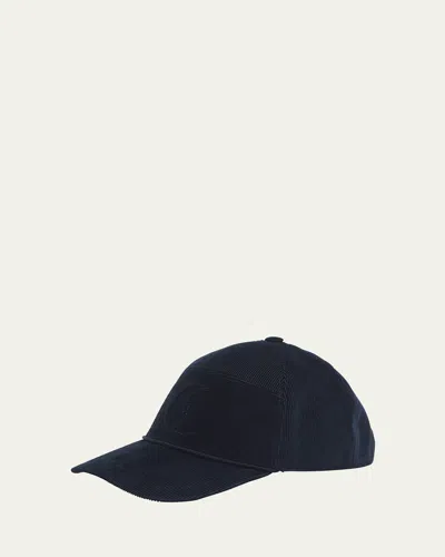 Christian Louboutin Men's Enky Mooncrest Velvet Corduroy Baseball Cap In Marine
