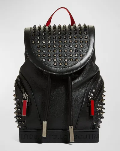 CHRISTIAN LOUBOUTIN MEN'S EXPLORAFUNK SPIKED LEATHER BACKPACK