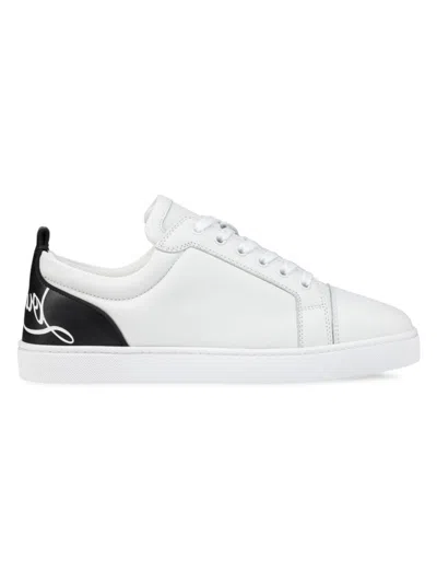 Christian Louboutin Men's Fun Louis Junior Low-top Leather Trainers In White