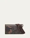 Christian Louboutin Men's Funky Camouflage Reverse Leather And Spike Crossbody Bag