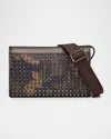 Christian Louboutin Men's Funky Camouflage Reverse Leather And Spike Crossbody Bag In Multi
