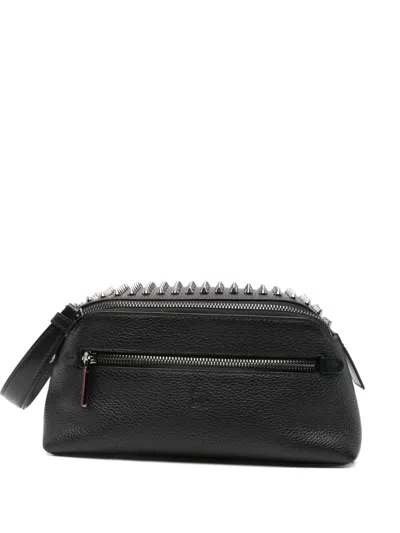 Christian Louboutin Stylish Leather Travel Pouch With Wrist Strap In Black