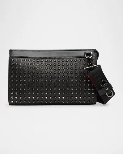 Christian Louboutin Men's Funky Leather Empire Spikes Crossbody Bag