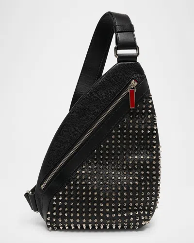 CHRISTIAN LOUBOUTIN MEN'S FUNKY LEATHER EMPIRE SPIKES SLING BAG