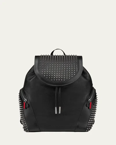 Christian Louboutin Men's Funky Spikes Leather Backpack In Black Gunmetal