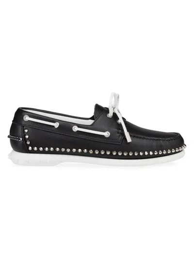 Christian Louboutin Gerockel Stud-embellished Boat Shoes In Black
